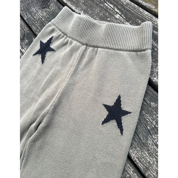 Pistola Women XS Green Black Star Knit Wide Leg Flare Pants Lounge Casual - Picture 5 of 9